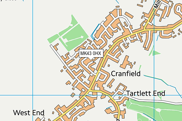 MK43 0HX map - OS VectorMap District (Ordnance Survey)