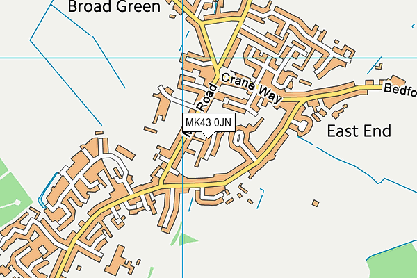 MK43 0JN map - OS VectorMap District (Ordnance Survey)