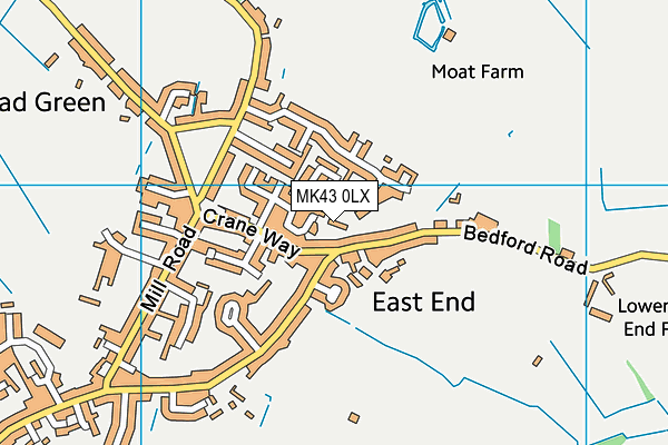 MK43 0LX map - OS VectorMap District (Ordnance Survey)