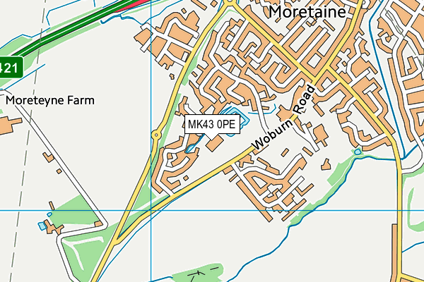 MK43 0PE map - OS VectorMap District (Ordnance Survey)