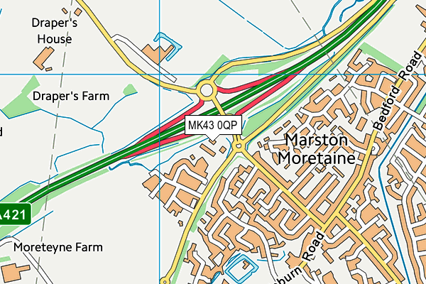 MK43 0QP map - OS VectorMap District (Ordnance Survey)