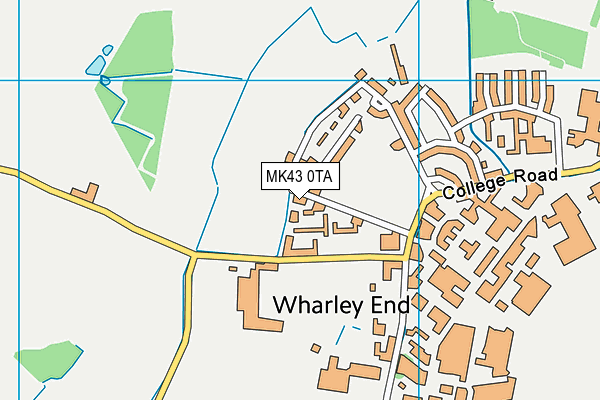 MK43 0TA map - OS VectorMap District (Ordnance Survey)