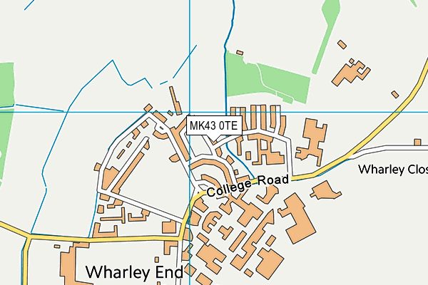 MK43 0TE map - OS VectorMap District (Ordnance Survey)