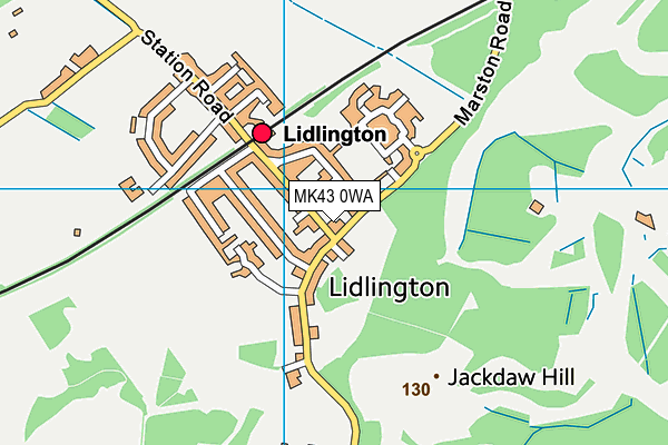 MK43 0WA map - OS VectorMap District (Ordnance Survey)