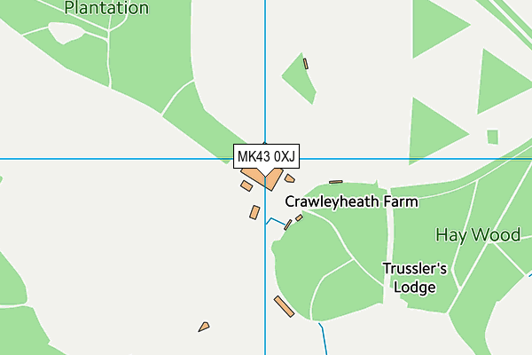 MK43 0XJ map - OS VectorMap District (Ordnance Survey)