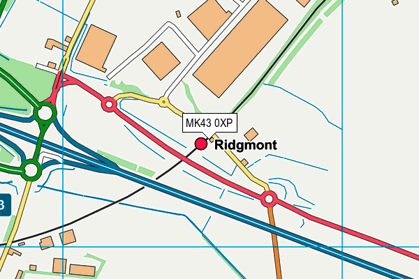 MK43 0XP map - OS VectorMap District (Ordnance Survey)