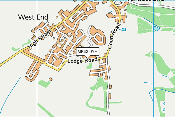 MK43 0YE map - OS VectorMap District (Ordnance Survey)