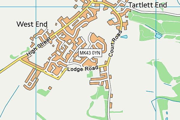 MK43 0YN map - OS VectorMap District (Ordnance Survey)