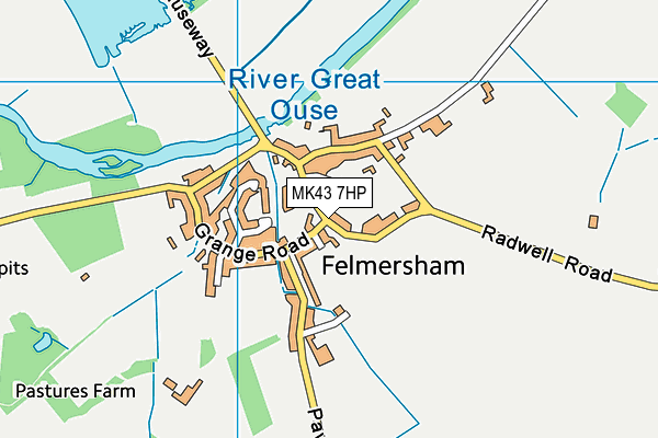 MK43 7HP map - OS VectorMap District (Ordnance Survey)