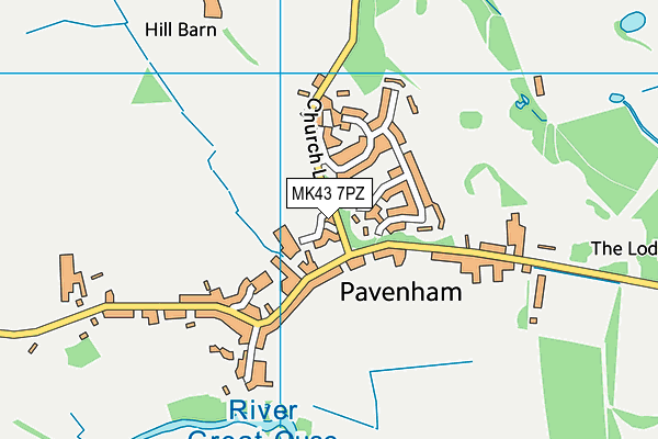 MK43 7PZ map - OS VectorMap District (Ordnance Survey)