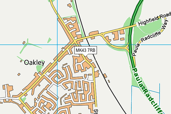 MK43 7RB map - OS VectorMap District (Ordnance Survey)