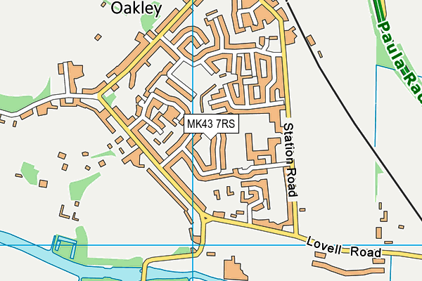 MK43 7RS map - OS VectorMap District (Ordnance Survey)