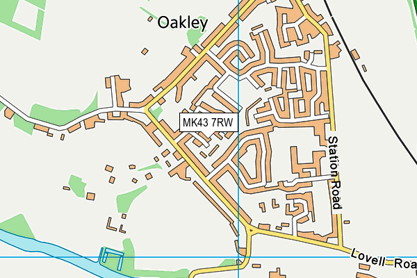 MK43 7RW map - OS VectorMap District (Ordnance Survey)