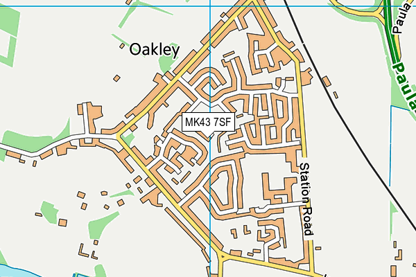 MK43 7SF map - OS VectorMap District (Ordnance Survey)