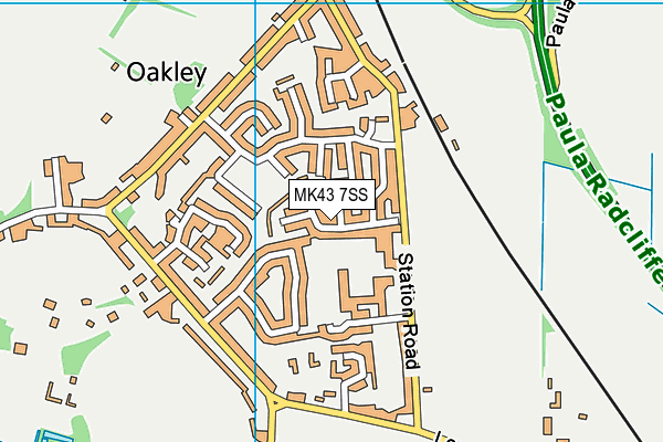 MK43 7SS map - OS VectorMap District (Ordnance Survey)