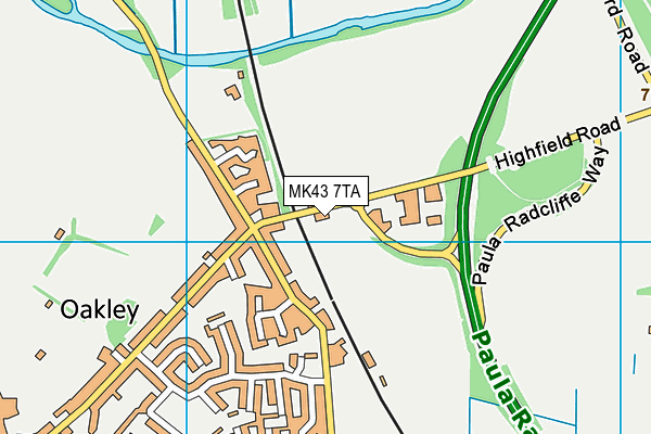 MK43 7TA map - OS VectorMap District (Ordnance Survey)