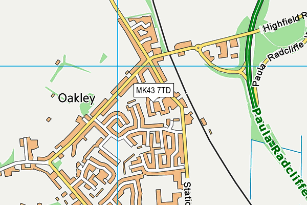 MK43 7TD map - OS VectorMap District (Ordnance Survey)