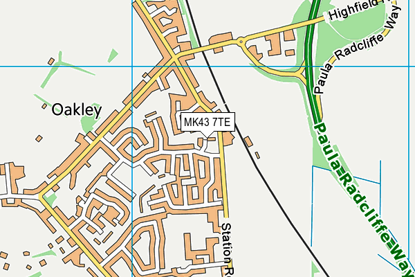 MK43 7TE map - OS VectorMap District (Ordnance Survey)
