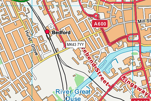 MK43 7YY map - OS VectorMap District (Ordnance Survey)