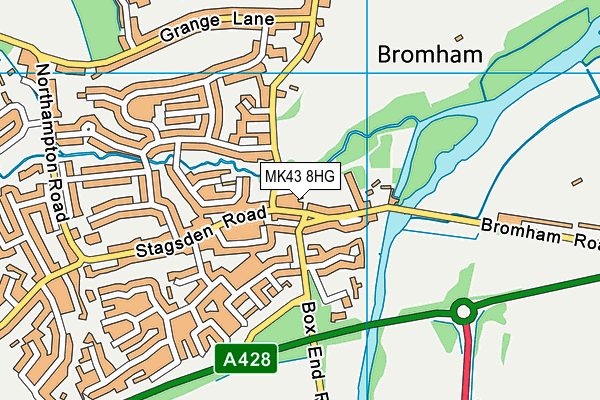 MK43 8HG map - OS VectorMap District (Ordnance Survey)