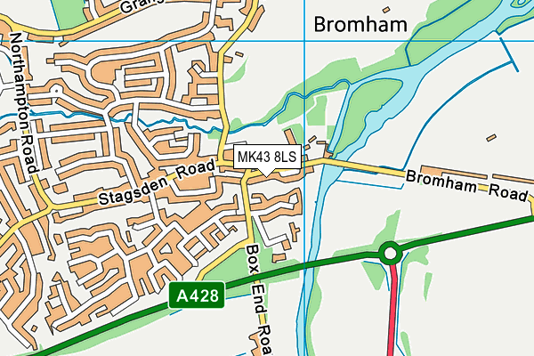 MK43 8LS map - OS VectorMap District (Ordnance Survey)