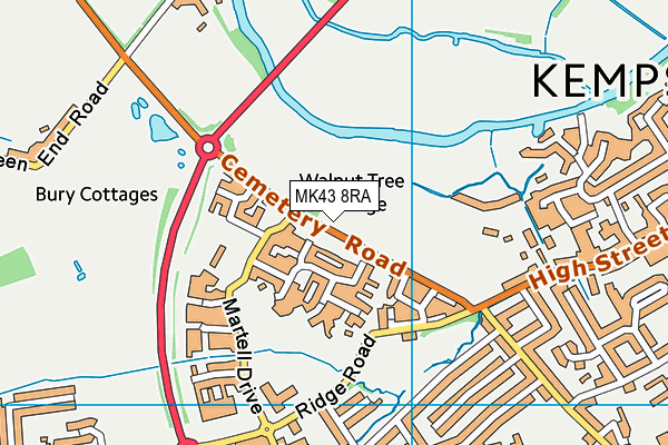 MK43 8RA map - OS VectorMap District (Ordnance Survey)