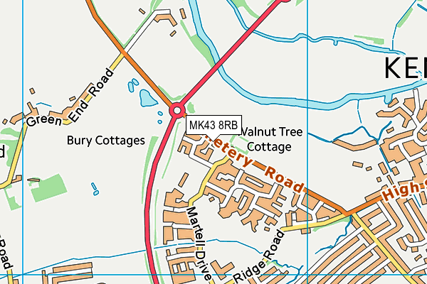 MK43 8RB map - OS VectorMap District (Ordnance Survey)