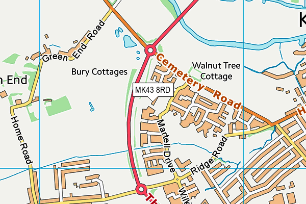 MK43 8RD map - OS VectorMap District (Ordnance Survey)