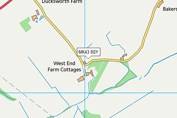 MK43 8SY map - OS VectorMap District (Ordnance Survey)