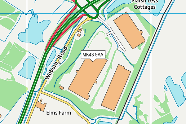 MK43 9AA map - OS VectorMap District (Ordnance Survey)