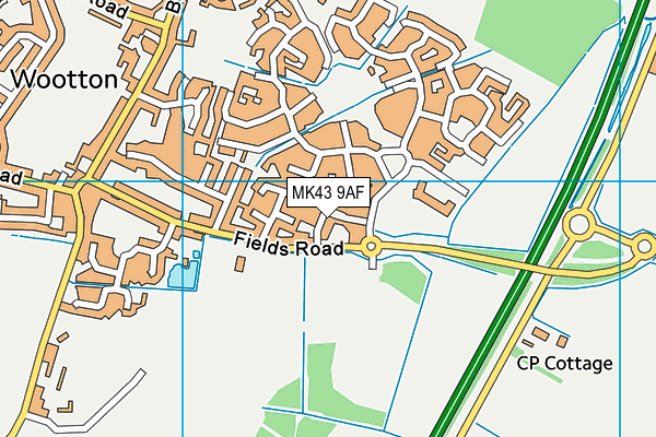 MK43 9AF map - OS VectorMap District (Ordnance Survey)