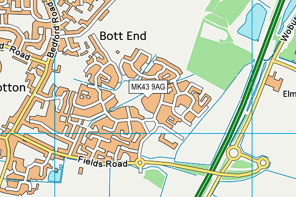 MK43 9AG map - OS VectorMap District (Ordnance Survey)