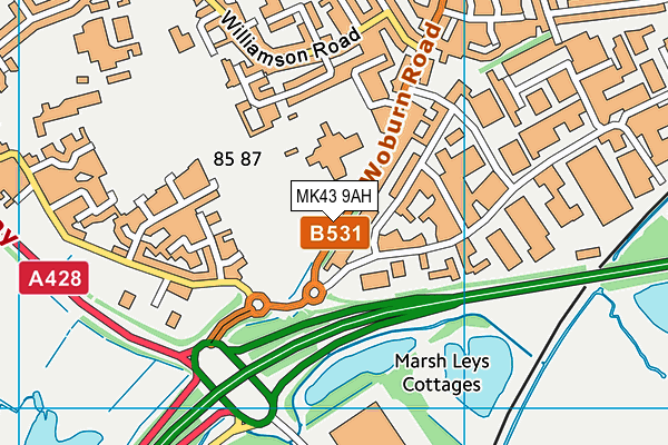 MK43 9AH map - OS VectorMap District (Ordnance Survey)