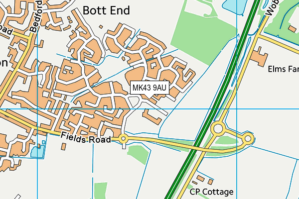 MK43 9AU map - OS VectorMap District (Ordnance Survey)