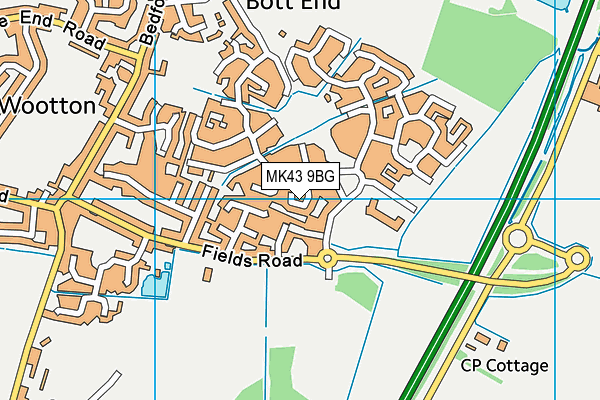 MK43 9BG map - OS VectorMap District (Ordnance Survey)