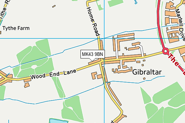 MK43 9BN map - OS VectorMap District (Ordnance Survey)