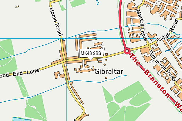 MK43 9BS map - OS VectorMap District (Ordnance Survey)