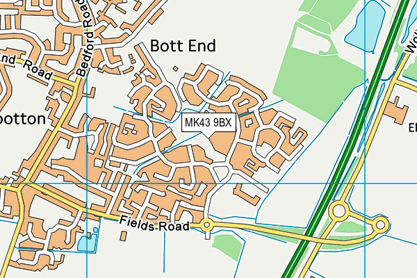 MK43 9BX map - OS VectorMap District (Ordnance Survey)