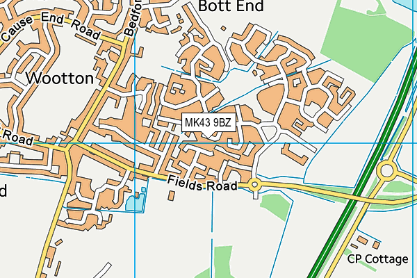 MK43 9BZ map - OS VectorMap District (Ordnance Survey)
