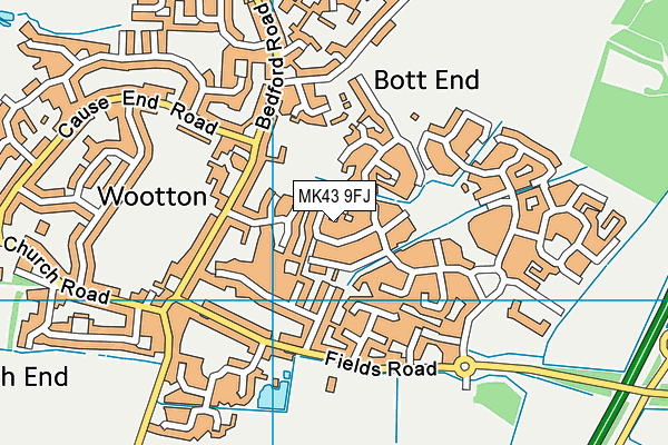 MK43 9FJ map - OS VectorMap District (Ordnance Survey)