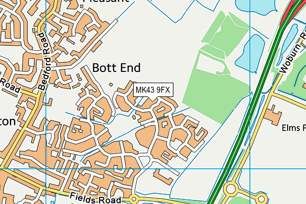 MK43 9FX map - OS VectorMap District (Ordnance Survey)