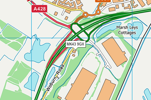 MK43 9GX map - OS VectorMap District (Ordnance Survey)