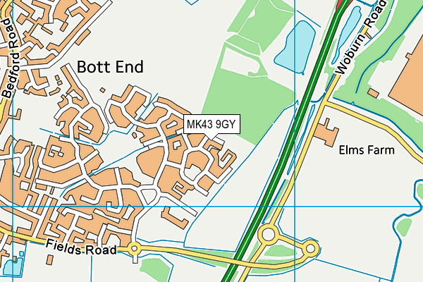 MK43 9GY map - OS VectorMap District (Ordnance Survey)