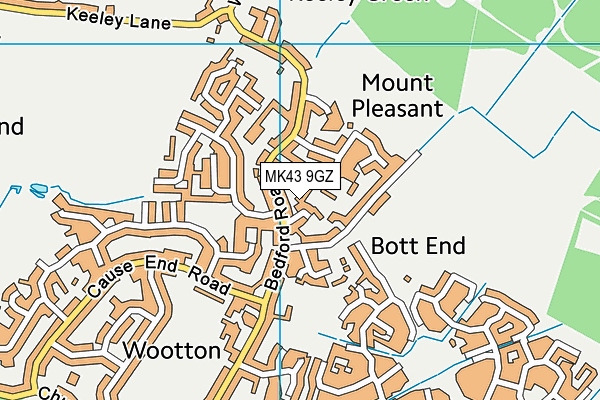 MK43 9GZ map - OS VectorMap District (Ordnance Survey)