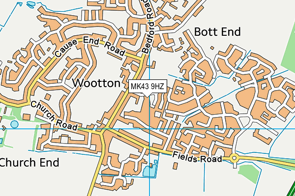 MK43 9HZ map - OS VectorMap District (Ordnance Survey)