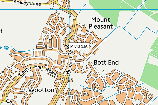 MK43 9JA map - OS VectorMap District (Ordnance Survey)