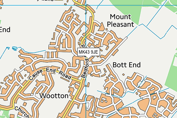 MK43 9JE map - OS VectorMap District (Ordnance Survey)