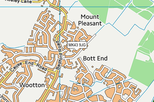 MK43 9JG map - OS VectorMap District (Ordnance Survey)