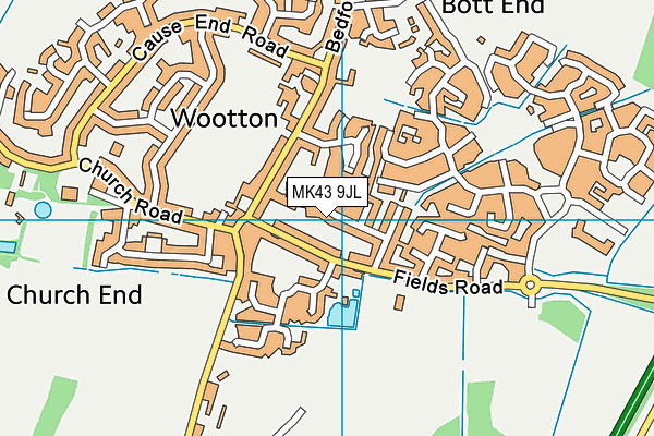 MK43 9JL map - OS VectorMap District (Ordnance Survey)