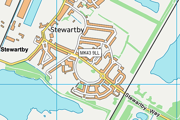 MK43 9LL map - OS VectorMap District (Ordnance Survey)